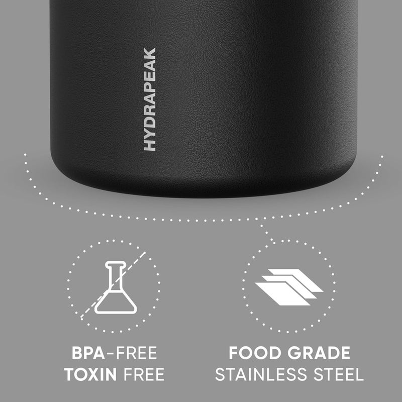 Hydrapeak وعاء طعام معزول بالفولاذ المقاوم للصدأ سعة 32 أونصة للحفاظ على الطعام الساخن والبارد، وعاء شوربة بفتحة واسعة مقاوم للتسرب للبالغين، 10 ساعات ساخن و16 ساعة بارد (أسود) - Image 3
